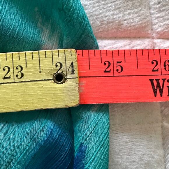 Vintage DRESSBARN Dress Womens 16 Teal Blue Chiffon Maxi Retro Flowy Fairycore - Picture 10 of 11